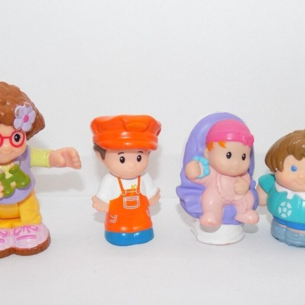 Fisher Price Little People Figures Lot of 4 Conductor Baby Jessica Birdwatcher